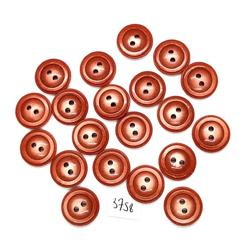 20 boutons en résine marron - 18mm - tr3758
