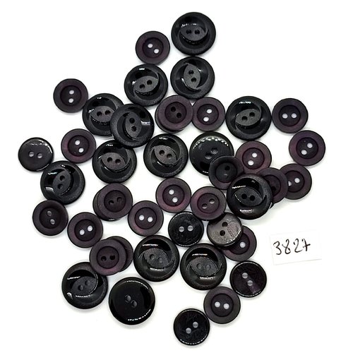 44 boutons en résine noir et gris - 12mm et 15mm - tr3827