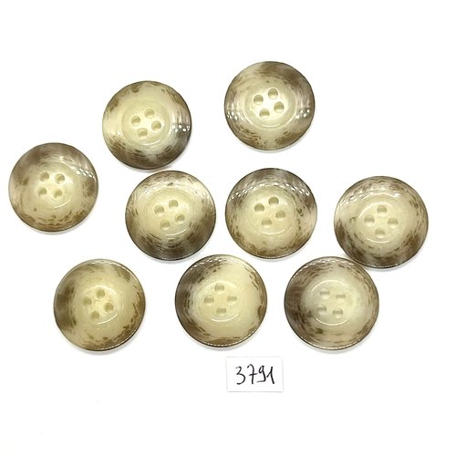 9 boutons en résine beige / gris - 25mm - tr3791