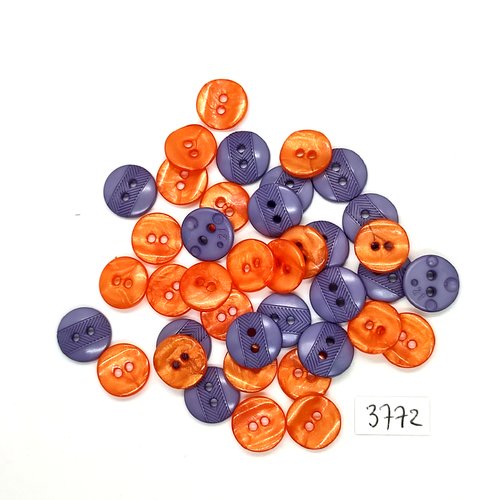 39 boutons en résine gris et orange - 13mm - tr3772