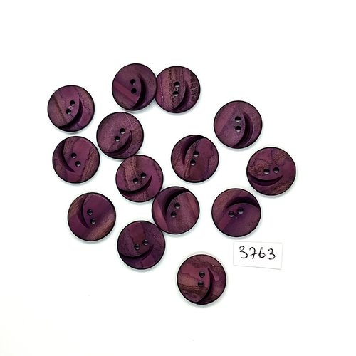 14 boutons en résine marron et violet - 18mm - tr3763