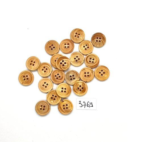 22 boutons en bois marron clair - 12mm - tr3769