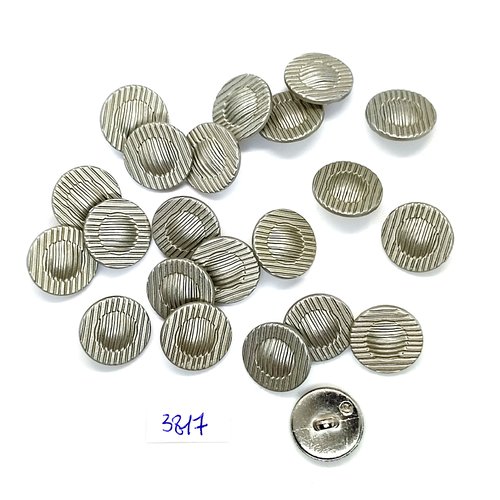 22 boutons en résine argenté - 18mm - tr3817