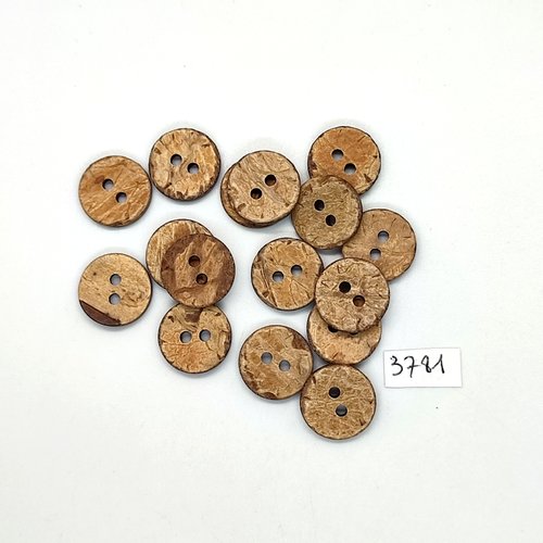 16 boutons en coco marron - 15mm - tr3781