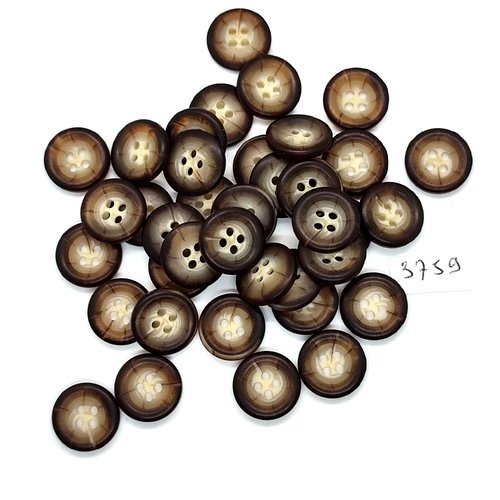 38 boutons en résine marron et beige - 15mm - tr3759