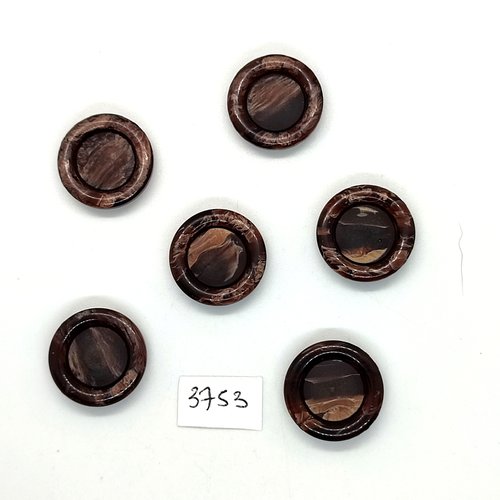 6 boutons en résine marron - 22mm - tr3753