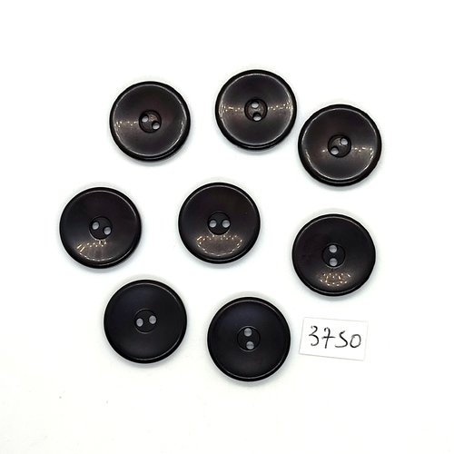 8 boutons en résine noir - 21mm - tr3750