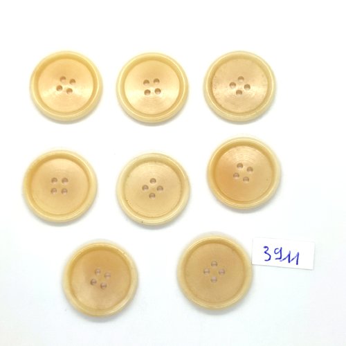 8 boutons en résine beige - 23mm - tr3911