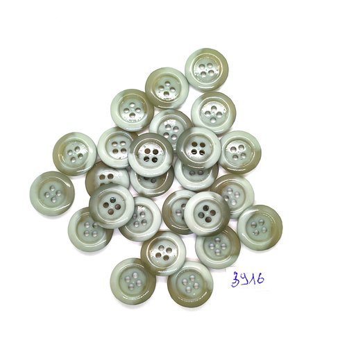 16 boutons en résine vert - 19mm - tr3916