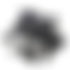 32 boutons en tissu noir et métal argenté - 14mm - tr3925