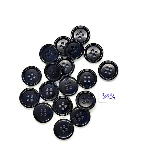 18 boutons en résine noir - 15mm - tr3934