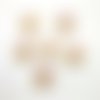 6 boutons fantaisie en bois jaune et multicolore (chouette) - 30mm - 18