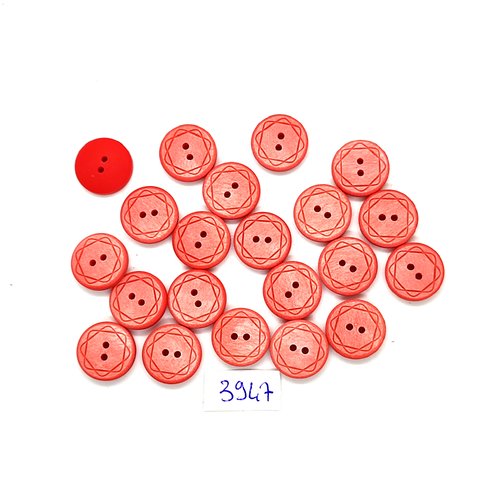 21 boutons en résine rose / rouge - 14mm - tr3947