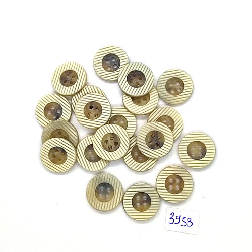 20 boutons en résine beige et marron - 17mm - tr3953