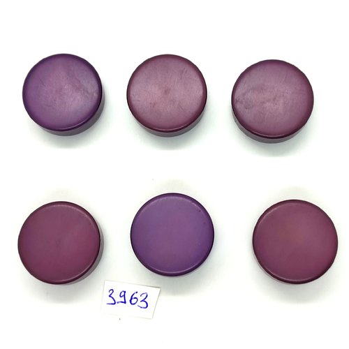 6 boutons en résine lilas foncé - 27mm - tr3963
