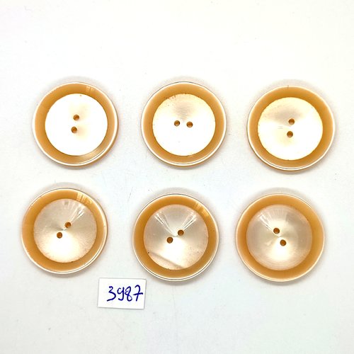 6 boutons en résine orange - 28/29mm - tr3987
