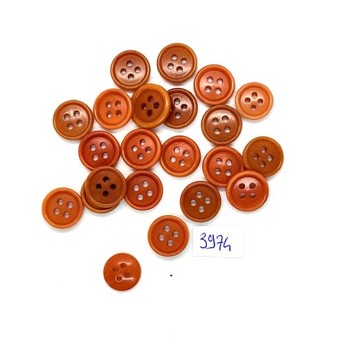 22 boutons en résine marron - 14mm - tr3974