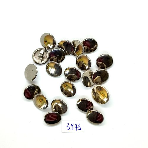 20 boutons en métal argenté - 14mm - tr3979