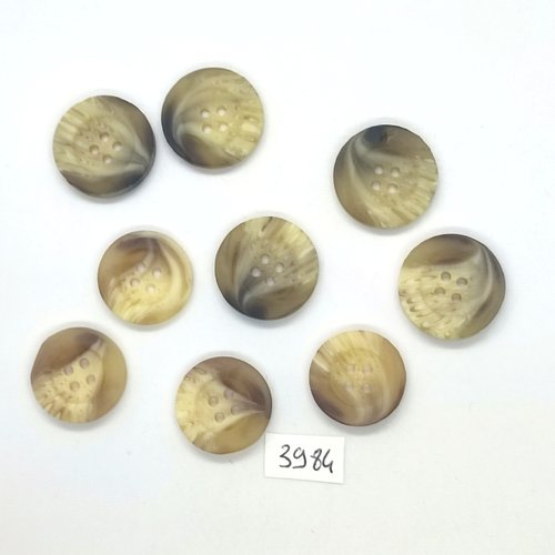 9 boutons en résine beige et marron - 22mm et 20mm - tr3984