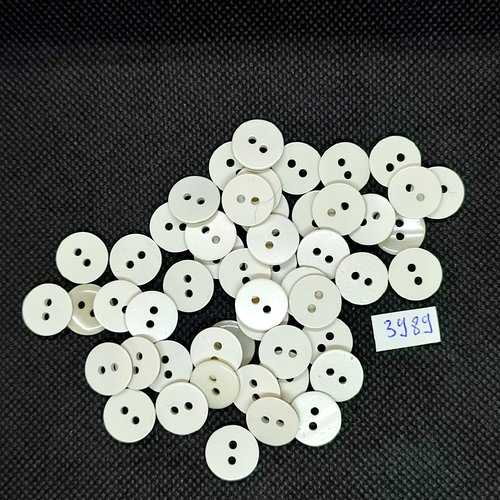 50 boutons en résine blanc - 13mm - tr3989