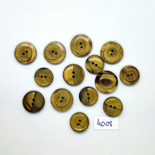 14 boutons en résine jaune / ocre - entre 15mm et 18mm - tr4008