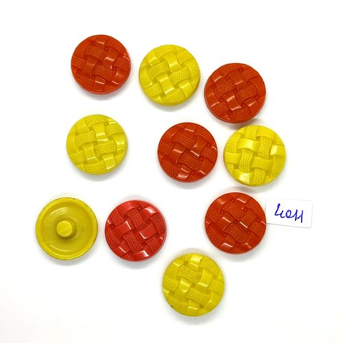 10 boutons en résine jaune et marron - 22mm - tr4011