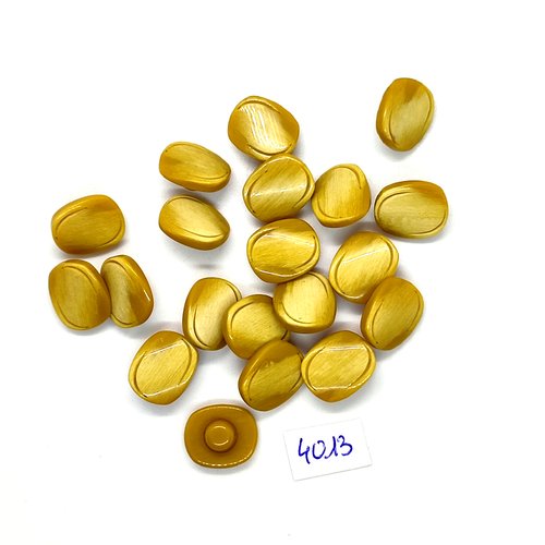20 boutons en résine kaki / jaune - 13x15mm - tr4013