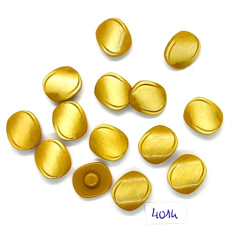 14 boutons en résine kaki / jaune - 15x17mm - tr4014