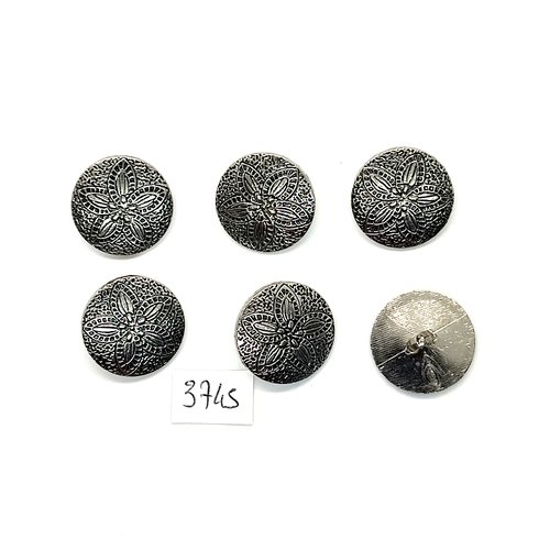 6 boutons en résine argenté - 21mm - tr3745