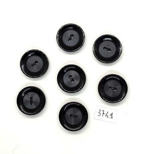 7 boutons en résine gris et noir - 22mm - tr3749
