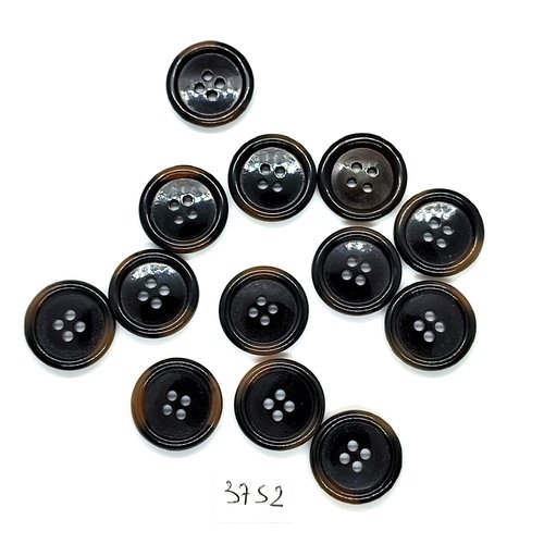 13 boutons en résine marron foncé - 20mm - tr3752