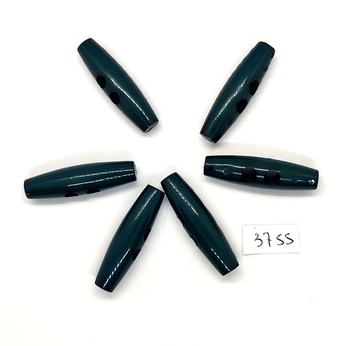 6 boutons brandebourg en résine vert - 11x40mm - tr3755