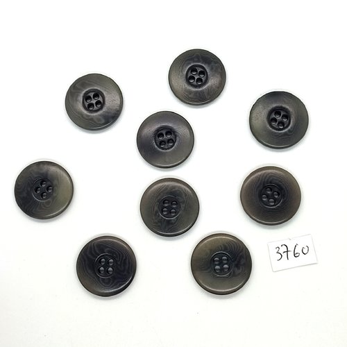 9 boutons en résine gris - 22mm - tr3760