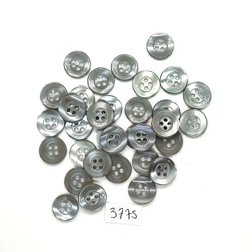 32 boutons en résine gris - 13mm - tr3775