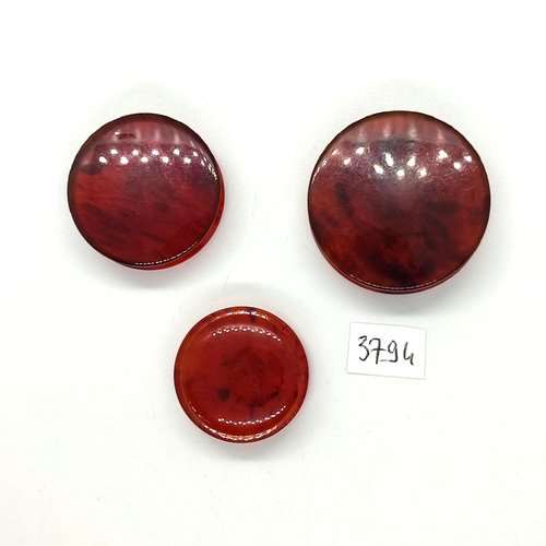 3 boutons en résine marron opaque - 35mm - 30mm et 27mm - tr3794