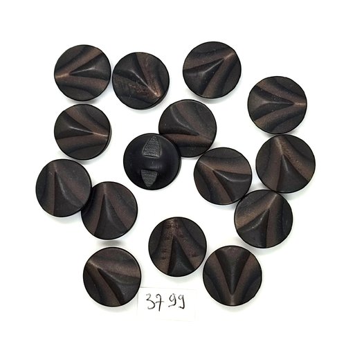 15 boutons en résine noir - 18mm - tr3799