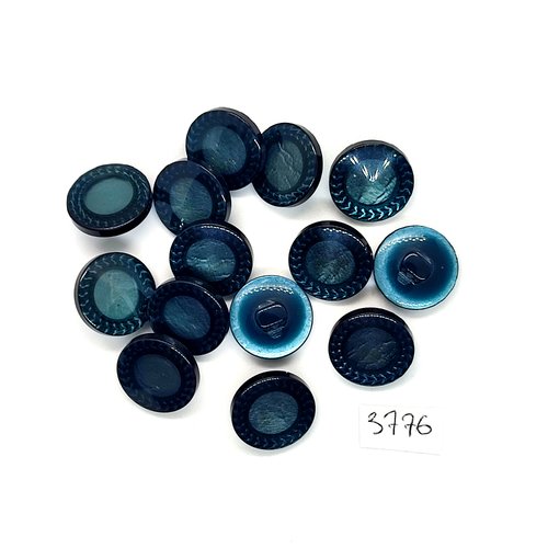 14 boutons en résine bleu / vert - 17mm - tr3776