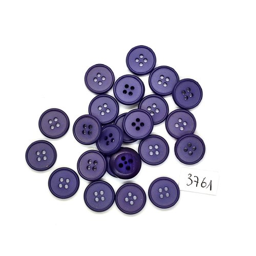 24 boutons en résine lilas foncé / violet - 14mm - tr3761