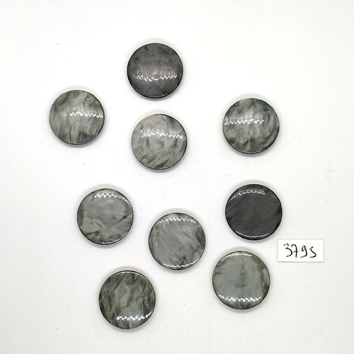 10 boutons en résine gris - 21mm - tr3795