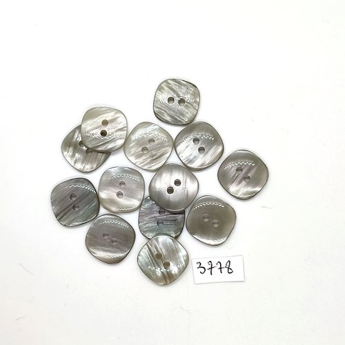 13 boutons en résine gris - 16x16mm - tr3778