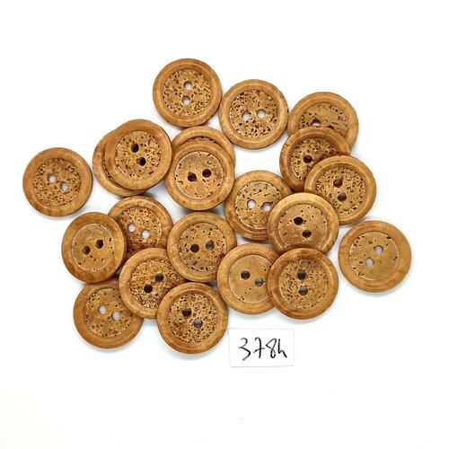 21 boutons en bois marron - 17mm - tr3784