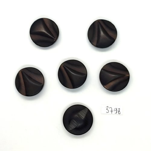6 boutons en résine noir - 22mm - tr3798