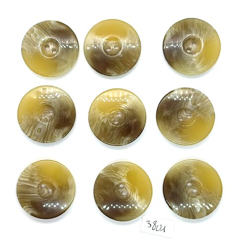 9 boutons en résine beige - 30mm - tr3801