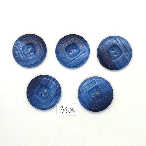 5 boutons en résine bleu - 27mm - tr3804