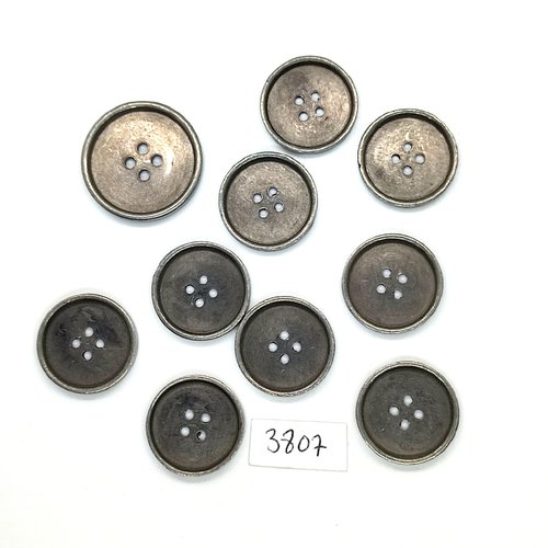 10 boutons en métal argenté - 26mm et 21mm - tr3807