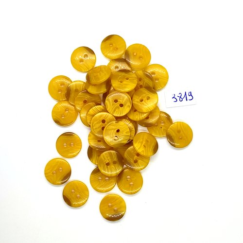 39 boutons en résine moutarde / jaune - 14mm - tr3819