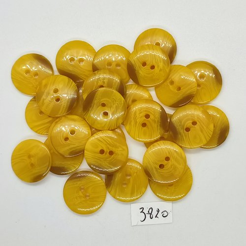 25 boutons en résine moutarde / jaune - 18mm - tr3820