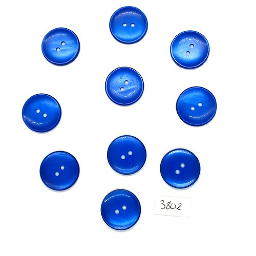 10 boutons en résine bleu - 22mm - tr3802