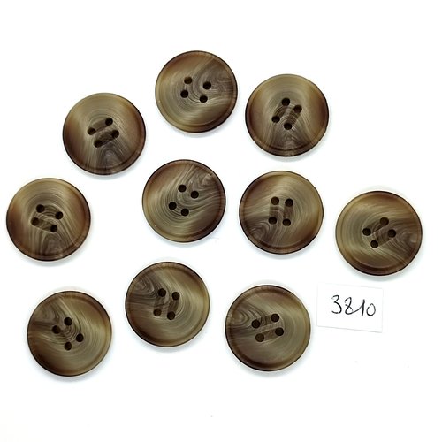 10 boutons en résine gris / vert - 22mm - tr3810