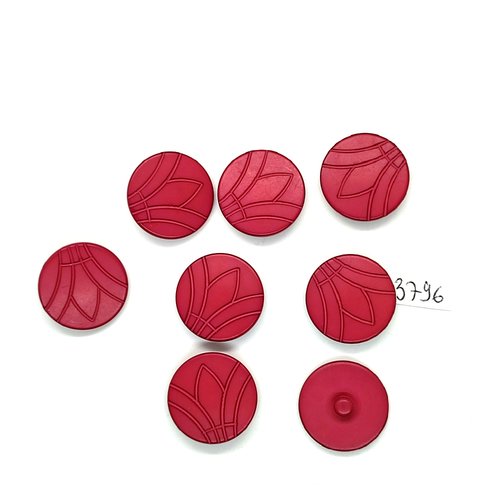 8 boutons en résine bordeaux clair - 22mm - tr3796